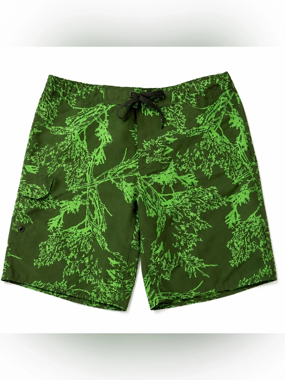 NWT Eddie Bauer Men’s XL Green Botanical Board Swim Shorts Mesh Lined Beach
